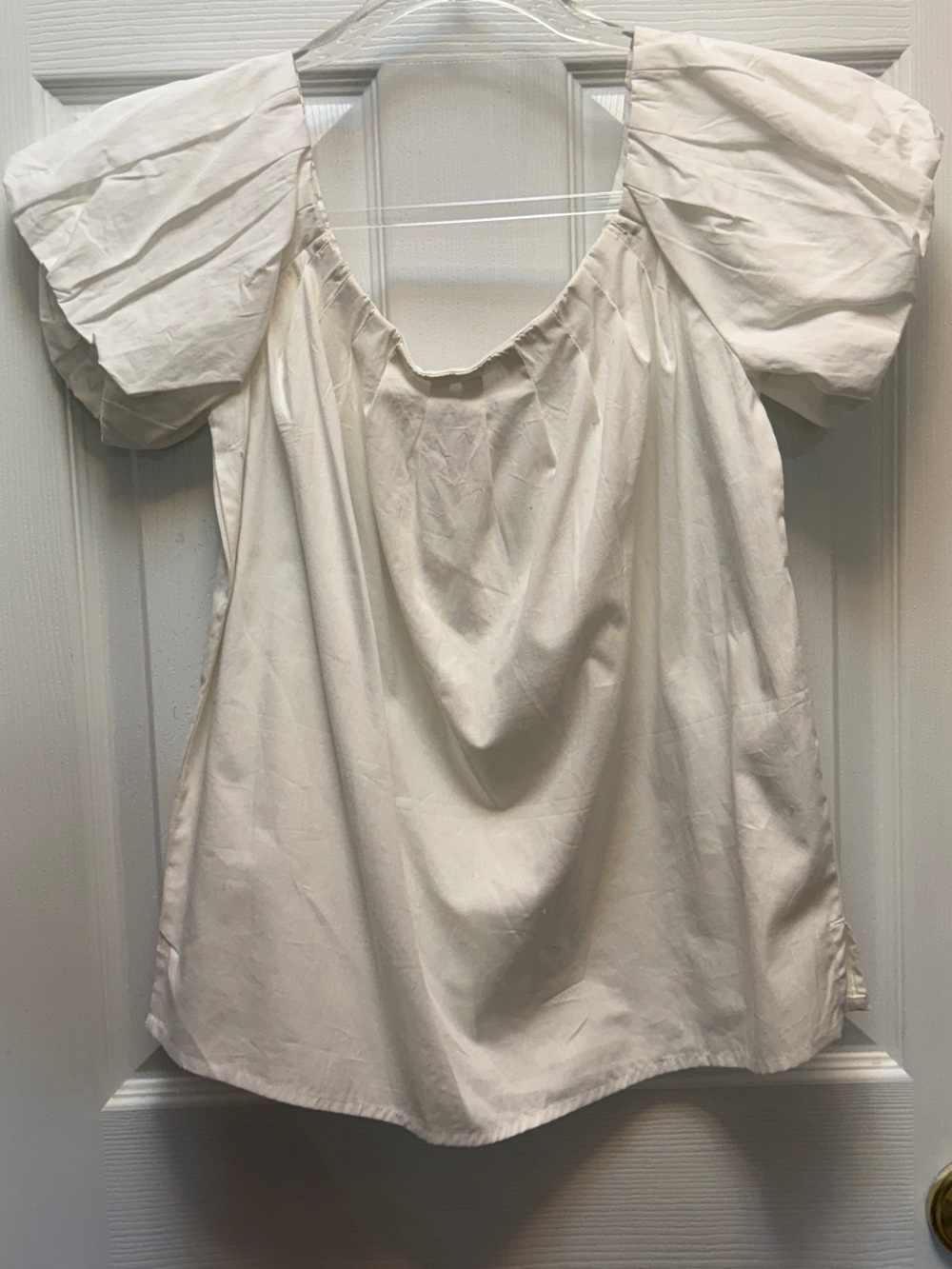 Vince Camuto White Puff Sleeve Square Neck Blouse